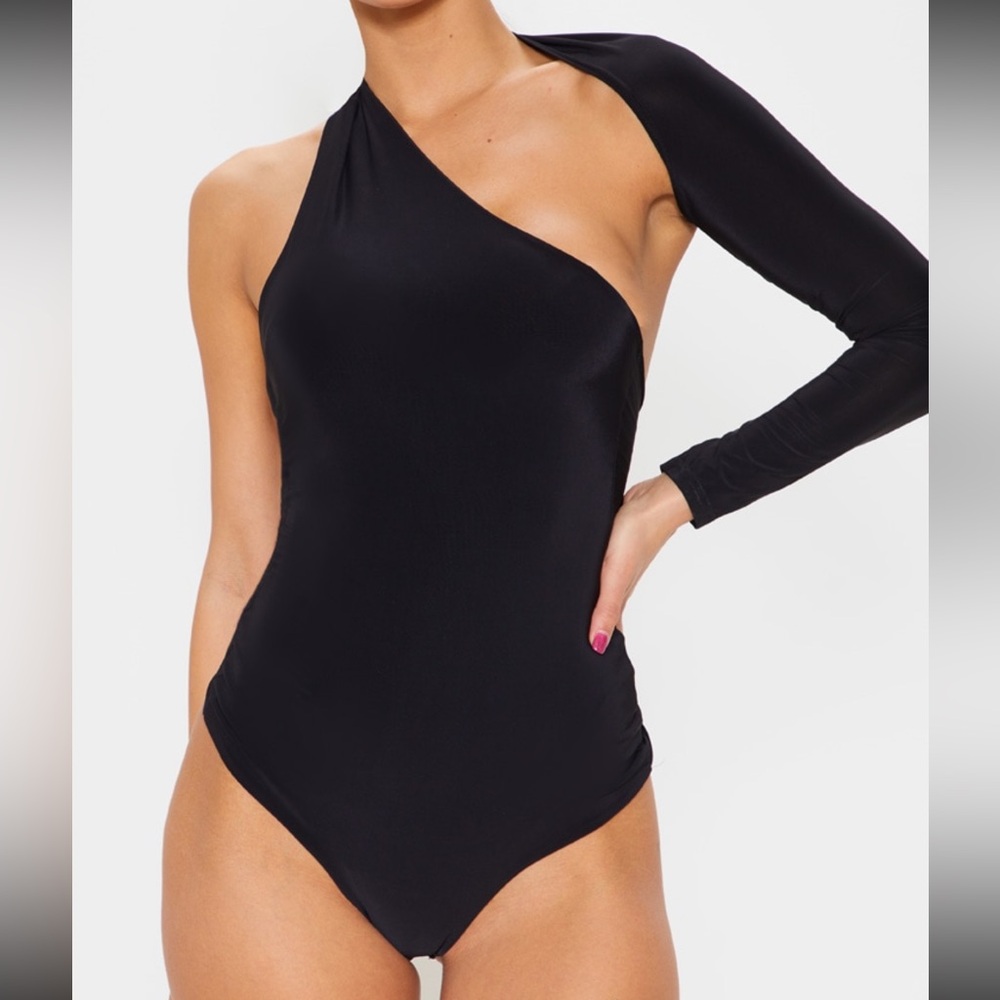 PLT asymmetrical sleeve bodysuit